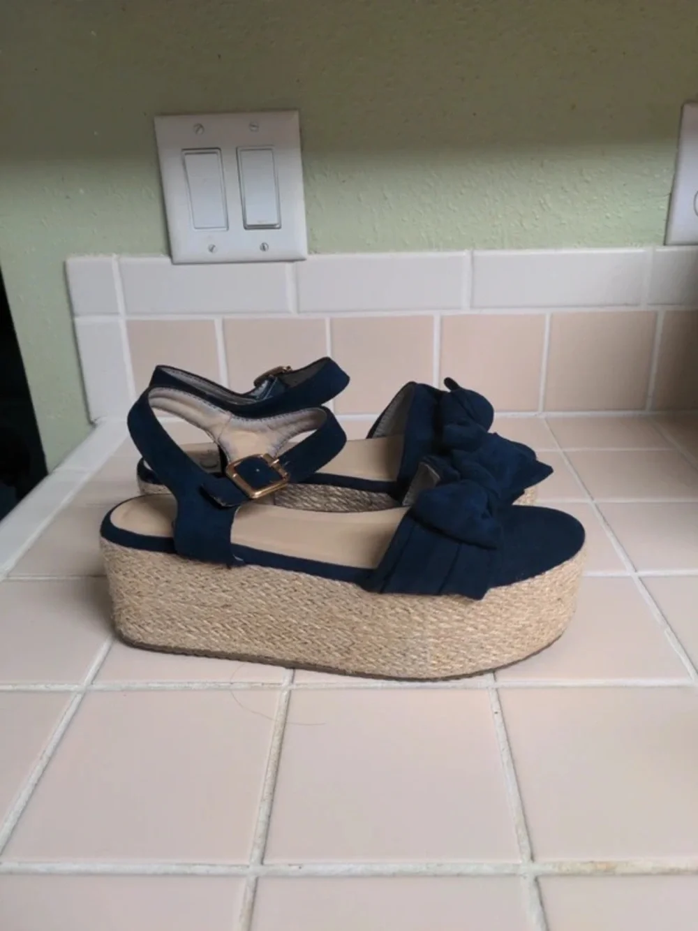 Women’s Navy Bow Espadrille Platform Sandals